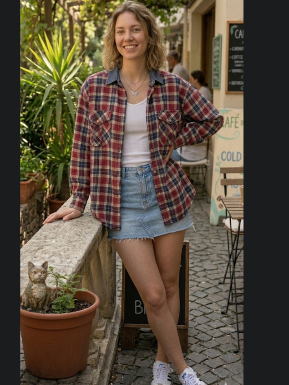 Faded Glory Red and Blue Plaid Shirt